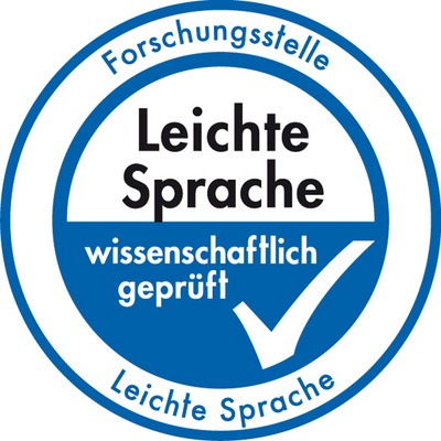 Logo für von der Forschungsstelle Leichte Sprache der Uni Hildesheim wissenschaftlich geprüfte Texte